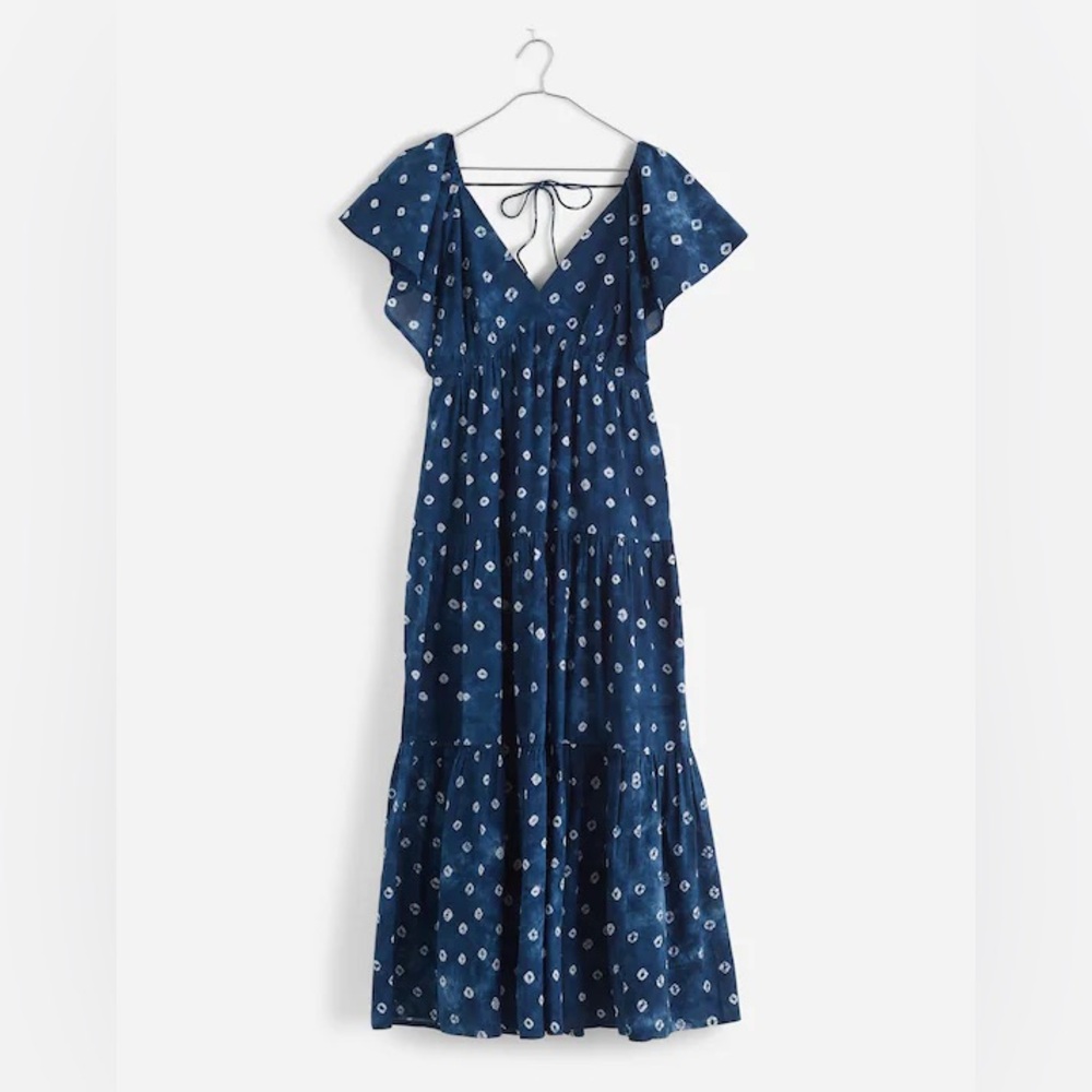 Madewell tie-back flutter sleeve midi dress